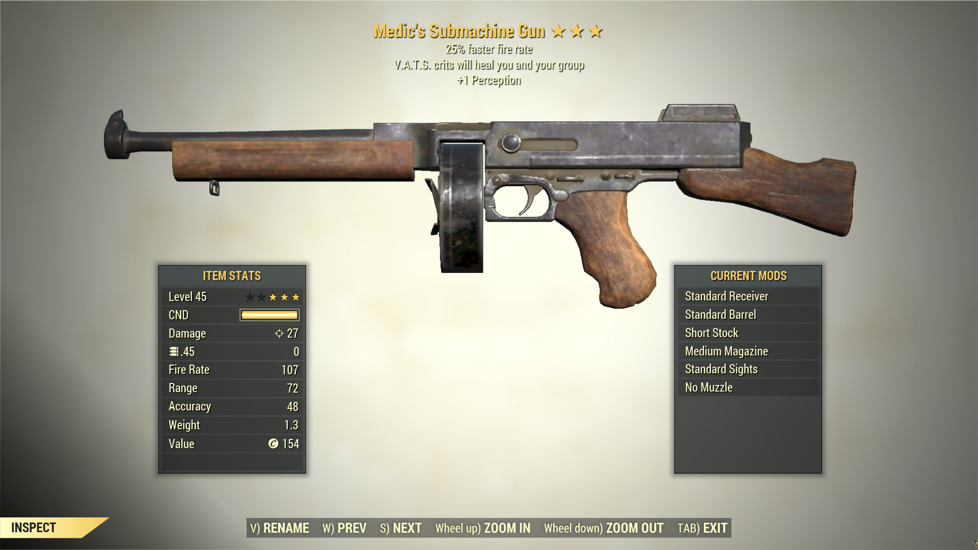 Screenshot of a Fallout 76 item for PC & Steam players, showing the stats.