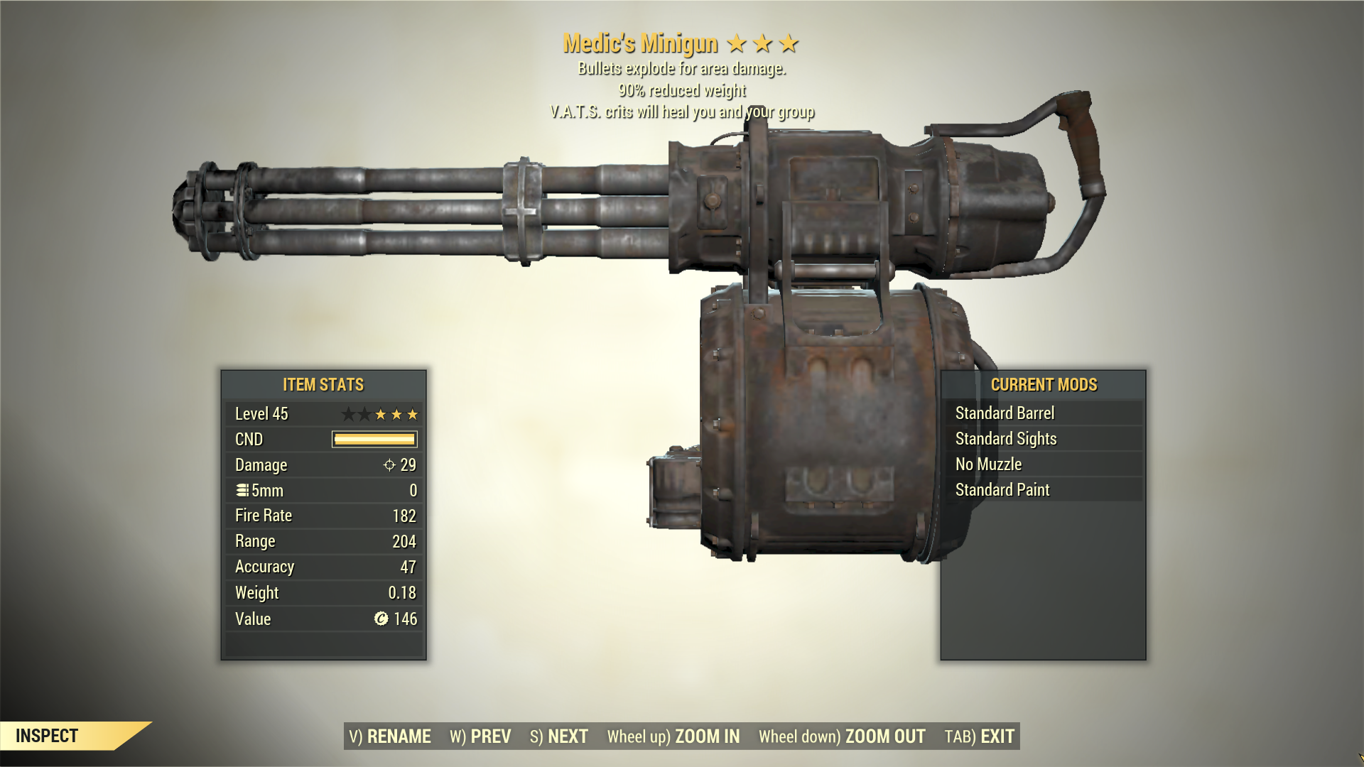 Screenshot of a Fallout 76 item for PC & Steam players, showing the stats.