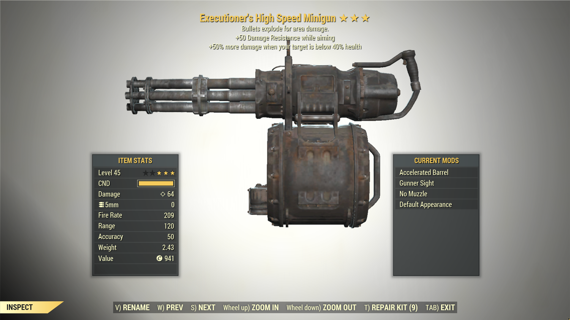 Screenshot of a Fallout 76 item for PC & Steam players, showing the stats.