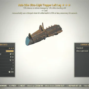 Screenshot of a Fallout 76 item for PC & Steam players, showing the stats.