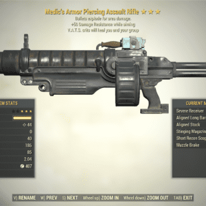 Screenshot of a Fallout 76 item for PC & Steam players, showing the stats.