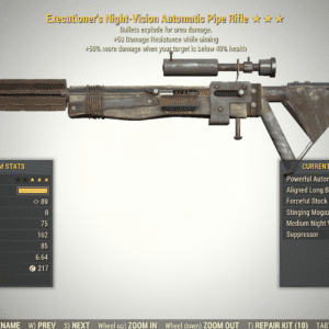 Screenshot of a Fallout 76 item for PC & Steam players, showing the stats.