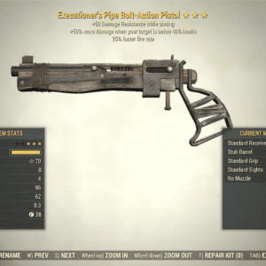Screenshot of a Fallout 76 item for PC & Steam players, showing the stats.