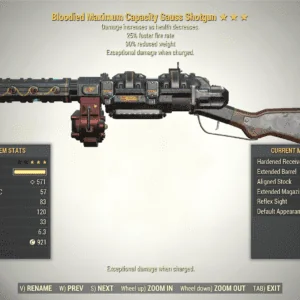 Screenshot of a Fallout 76 item for PC & Steam players, showing the stats.