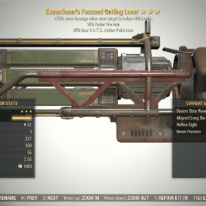 Screenshot of a Fallout 76 item for PC & Steam players, showing the stats.
