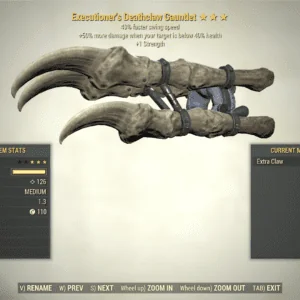 Screenshot of a Fallout 76 item for PC & Steam players, showing the stats.