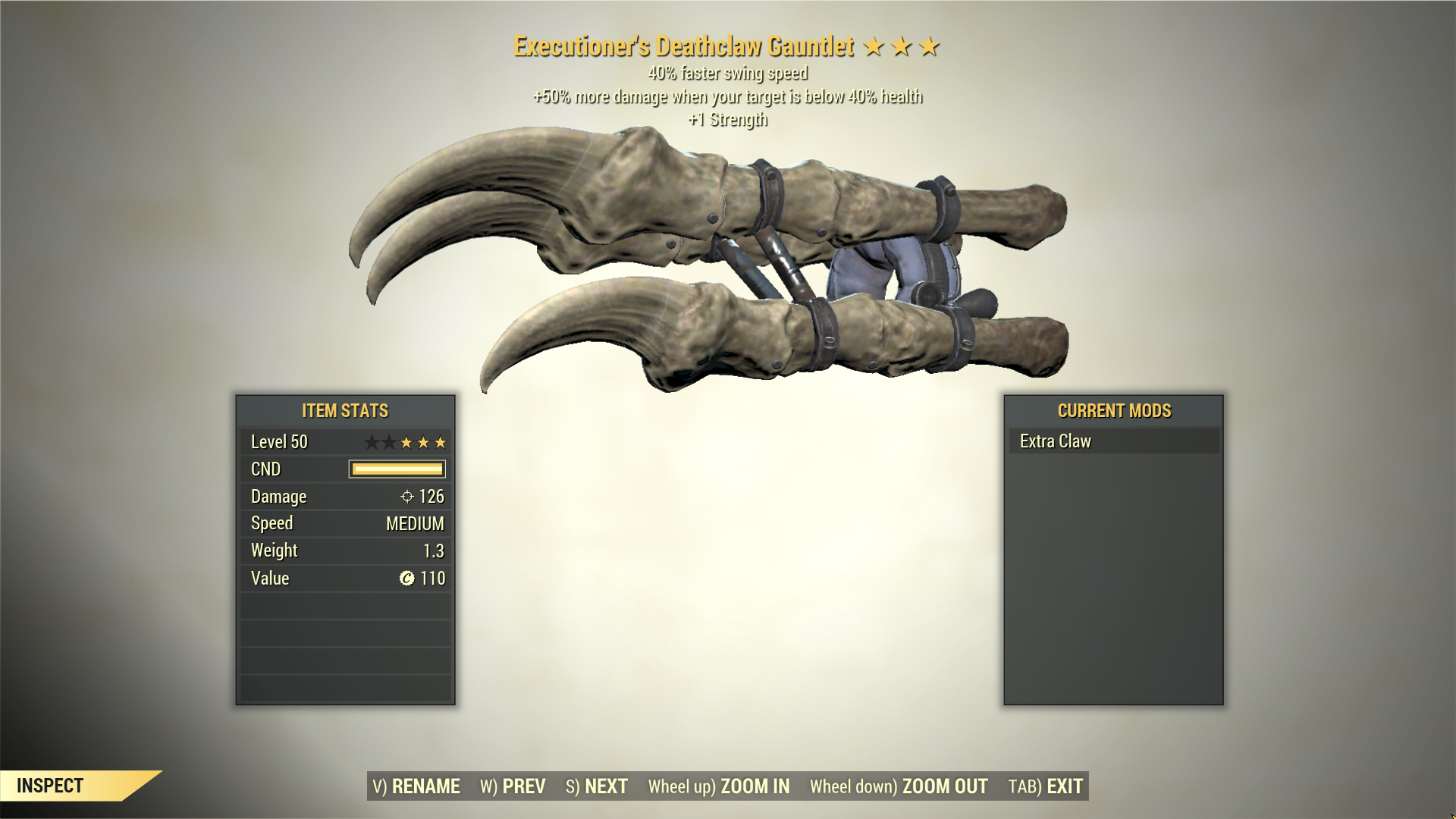 Screenshot of a Fallout 76 item for PC & Steam players, showing the stats.