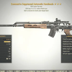 Screenshot of a Fallout 76 item for PC & Steam players, showing the stats.