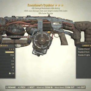 Screenshot of a Fallout 76 item for PC & Steam players, showing the stats.
