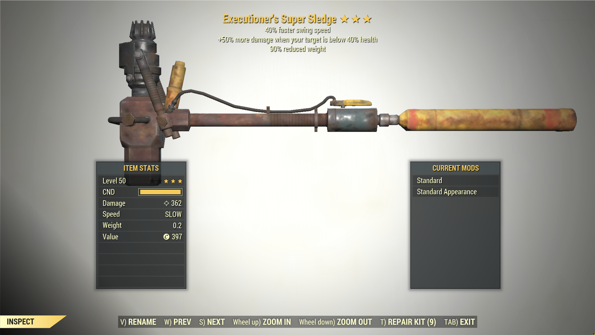 Screenshot of a Fallout 76 item for PC & Steam players, showing the stats.