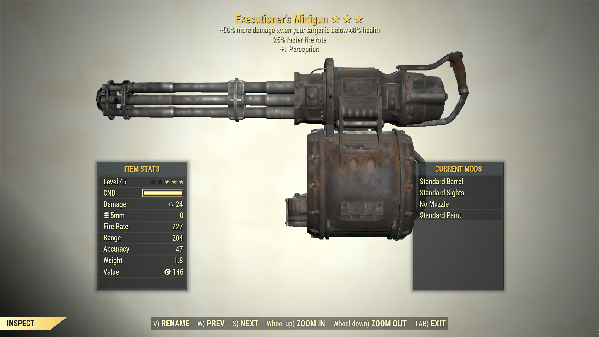Screenshot of a Fallout 76 item for PC & Steam players, showing the stats.