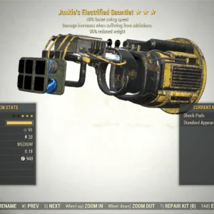 Screenshot of a Fallout 76 item for PC & Steam players, showing the stats.