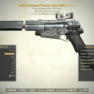 Screenshot of a Fallout 76 item for PC & Steam players, showing the stats.