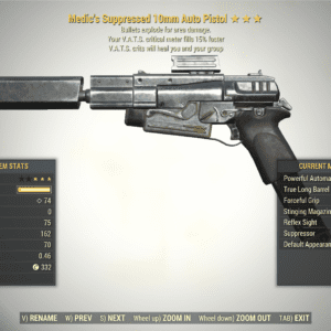 Screenshot of a Fallout 76 item for PC & Steam players, showing the stats.