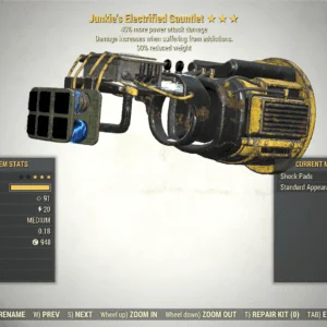 Screenshot of a Fallout 76 item for PC & Steam players, showing the stats.