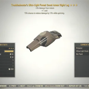 Screenshot of a Fallout 76 item for PC & Steam players, showing the stats.