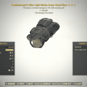 Screenshot of a Fallout 76 item for PC & Steam players, showing the stats.