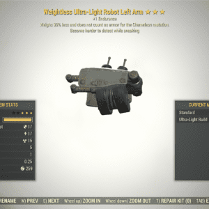 Screenshot of a Fallout 76 item for PC & Steam players, showing the stats.