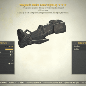Screenshot of a Fallout 76 item for PC & Steam players, showing the stats.