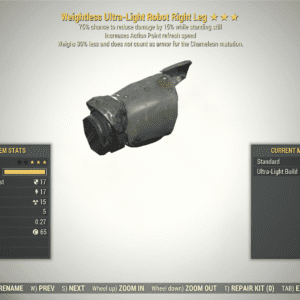 Screenshot of a Fallout 76 item for PC & Steam players, showing the stats.
