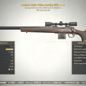 Screenshot of a Fallout 76 item for PC & Steam players, showing the stats.