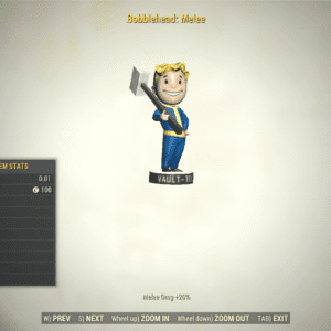 Screenshot of a Fallout 76 item for PC & Steam players, showing the stats.