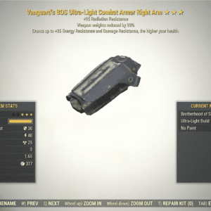 Screenshot of a Fallout 76 item for PC & Steam players, showing the stats.