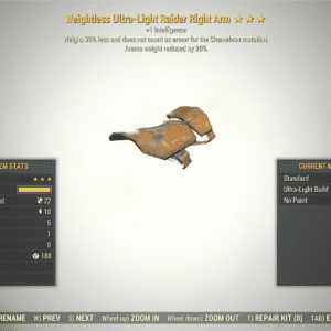 Screenshot of a Fallout 76 item for PC & Steam players, showing the stats.