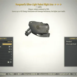 Screenshot of a Fallout 76 item for PC & Steam players, showing the stats.