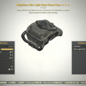 Screenshot of a Fallout 76 item for PC & Steam players, showing the stats.