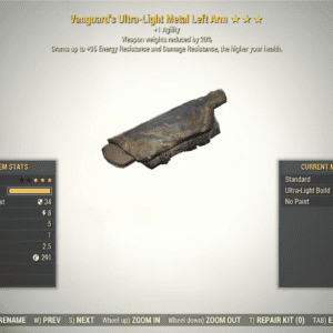 Screenshot of a Fallout 76 item for PC & Steam players, showing the stats.