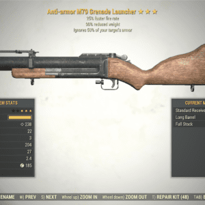 Screenshot of a Fallout 76 item for PC & Steam players, showing the stats.