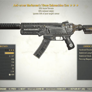 Screenshot of a Fallout 76 item for PC & Steam players, showing the stats.