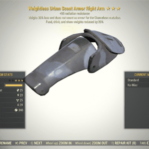Screenshot of a Fallout 76 item for PC & Steam players, showing the stats.