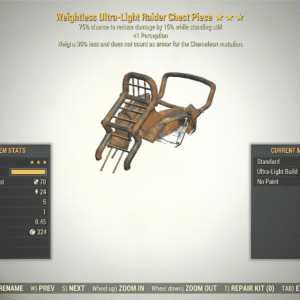 Screenshot of a Fallout 76 item for PC & Steam players, showing the stats.