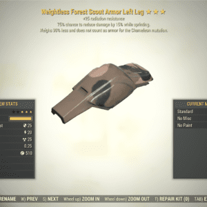 Screenshot of a Fallout 76 item for PC & Steam players, showing the stats.