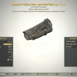 Screenshot of a Fallout 76 item for PC & Steam players, showing the stats.