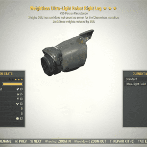 Screenshot of a Fallout 76 item for PC & Steam players, showing the stats.