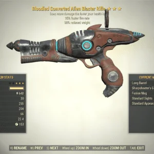 Screenshot of a Fallout 76 item for PC & Steam players, showing the stats.