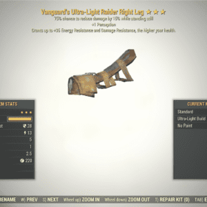 Screenshot of a Fallout 76 item for PC & Steam players, showing the stats.