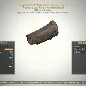 Screenshot of a Fallout 76 item for PC & Steam players, showing the stats.