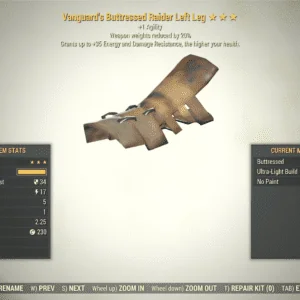 Screenshot of a Fallout 76 item for PC & Steam players, showing the stats.
