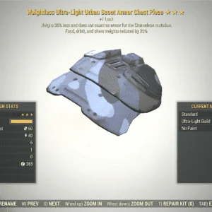 Screenshot of a Fallout 76 item for PC & Steam players, showing the stats.