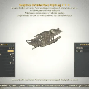Screenshot of a Fallout 76 item for PC & Steam players, showing the stats.