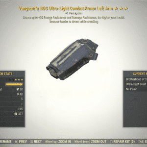 Screenshot of a Fallout 76 item for PC & Steam players, showing the stats.