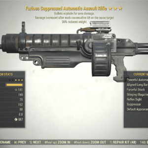 Screenshot of a Fallout 76 item for PC & Steam players, showing the stats.