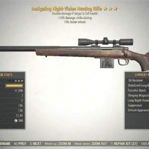 Screenshot of a Fallout 76 item for PC & Steam players, showing the stats.