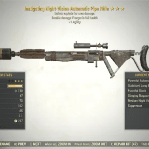 Screenshot of a Fallout 76 item for PC & Steam players, showing the stats.