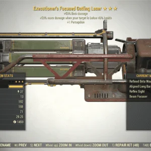 Screenshot of a Fallout 76 item for PC & Steam players, showing the stats.