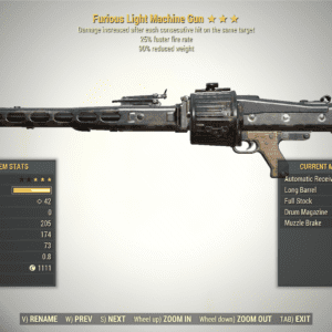 Screenshot of a Fallout 76 item for PC & Steam players, showing the stats.